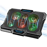 Laptop Cooling Pad, Laptop Cooler with 6 Quiet Fans RGB 7 Color Light for 15.6-17 Inch Laptop Cooling Fan Stand, Portable Slim USB Powered Gaming Laptop Cooling Pad, Switch Control Fan Speed(Black)