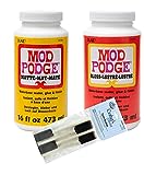 Mod Podge Complete Decoupage Kit-Two 16oz Bottles Waterbase Sealer/Glue (Matte Gloss Finish) with 4-pk Foam Brush Set, Clear