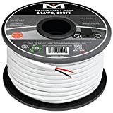 Mediabridge™ 14AWG 2-Conductor Speaker Wire (100 Feet, White) - 99.9% Oxygen Free Copper – ETL Listed & CL2 Rated for in-Wall Use (Part# SW-14X2-100-WH)
