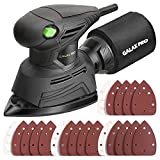 GALAX PRO Detail Sander, 1.1A Powerful Motor, 14000 OPM Compact Electric Sander with 16Pcs Sandpapers and Dust Bag, Soft Grip Handle for Comfortable Woodworking