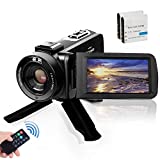 VJIANGER Video Camera Camcorder, Digital YouTube Vlogging Camera FHD 2.7K 30FPS 24MP 16X Digital Zoom 3 Inch Touch Screen Video Recorder with Remote Control and Tripod, 2 Batteries