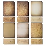 60 Vintage Paper and 60 Envelopes - 60 Sheets of Antique Looking Papers & 60 Antique Style Envelopes - Six Classic Aged Paper Designs - Vintage Printing paper, Vintage Writing Paper, 8.5 x 11 inch