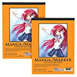 U.S. Art Supply 9’ x 12' Premium Manga Marker Paper Pad (2 Pack, 48 Sheets Total) - 60lb (100gsm) Drawing Sketchbook for Alcohol & Acrylic Paint Markers