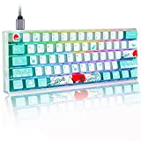Guffercty kred Gk61 60% Gaming Keyboard Red Switch SK61 Custom Hot Swappable Mechanical Keyboard 60 Percent with RGB Backlit Type-C for Win/PC/Mac (Gateron Optical Red, Coral Sea)