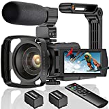 Video Camera 4K Camcorder UHD WiFi IR Night Version Vlogging Camera for YouTube 48MP 30FPS 16X Digital Zoom 3' Touch Screen Camera with Remote, Microphone, Handheld Stabilizer, Lens Hood, 2 Batteries