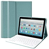 Keyboard Case for Kindle Fire HD 10 and Fire HD 10 Plus Tablet (2021 Release 11th Generation) Slim Smart Cover with Detachable Bluetooth Keyboard for Fire HD 10 & HD 10 Plus