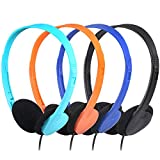 CN-Outlet Kids Headphones for Classroom in Bulk Multi Colored 5 Pack, Wholesale Children On-Ear Headset Perfect for Schools, Student, Libraries, Computer Lab, Testing Centers (5Pack)