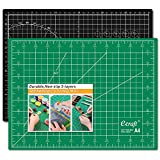 Ecraft Self Healing Cutting Mat:9' x 12'(A4) Double Sided 5-Ply Fabric Cutting Mat for Craft, Sewing, Quilting Rotary Cutting Board Mats,Green/Black