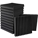 12 Pack Set Acoustic Foam Panels 2' × 12' × 12' Black Wedges Tiles Fireproof Soundproof Foam Sound Absorbing Noise Cancelling Panels for Recording Studios, Home, Offices Walls Ceiling