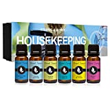 Housekeeping - Gift Set of 6 Premium Fragrance Oils - Clean Cotton, Lemon Blossom, Lemon Grass, Sweet Pea, Ocean Breeze and Mountain Rain - 10ML
