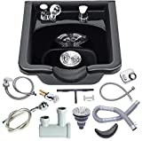 Toriexon Shampoo Bowl for Salons, Black ABS Plastic Shampoo Sink for Home, Easy to Clean and Install Salon Shampoo Bowls for Hair Stylist