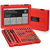 YESKING 50-Piece Screw Extractor and Drill Bit Set, Multi-Spline Extractors, Bolt extractors, Drill Bits and Stripped Nut Remover for Removing Broken Studs, Bolts, Socket Screws, and Fittings