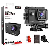SJCAM SJ4000 Action Camera 4K30fps WiFi Camera, 40MP UHD image, 170°FOV 5X Digital Zoom, Stabilization, Underwater 98ft Waterproof Camera with 2 Batteries,32G SD Card and Helmet Mount Accessories Kits