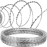 VEVOR Razor Wires, 98ft Razor Barbed Wire 2 Coils, 49 ft Per Roll Razor Wire Fencing Razor Fence, Razor Ribbon Barbed Wire Galvanized Steel Razor Wire Fence, Rolls Razor Useful Protection for Garden