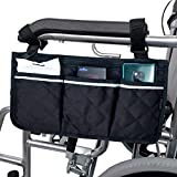 BVMAG Wheelchair Side Bag,Wheelchair Pouch Side Pocket,Armrest Storage Accessories Attachments Hand Free Bags for Wheelchair, Walkers Suit for Adults Seniors, Elderly,Handicap, Disabled (Black)