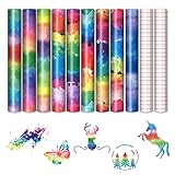 Tintnut Watercolor Permanent Adhesive Vinyl 9 Sheets - 12 inch x 12 inch Colorful Ink Patterned Self Sticker Waterproof Vinyl Compatible with Cricut Or Silhouette Camo for Home Decor Windows Graphics