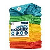 S&T INC. Microfiber Cleaning Cloth for Home, Bulk Cleaning Towels for Housekeeping, Reusable and Lint Free Cloth Towels for Car, Assorted Color, 11.5 Inches x 11.5 Inches, 50 Pack