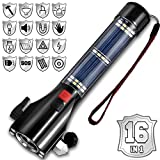 SINSEN Car Safety Hammer Flashlight, Tactical Emergency Rescue Tool, LED High Lumens Rechargeable Solar Powered Escape Kit, Window Glass Breaker and Seatbelt Cutter, Self Defense Multi-Function Torch