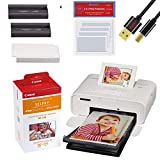 Canon SELPHY CP1300 Wireless Compact Photo Printer (White) + Canon RP-108 Color Ink Paper Set (108 Sheets of 4 x 6 Paper) + NeeGo Printer Cable + NeeGo Print Protector (100 Pack)