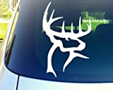 Buck Deer Head Silhouette - White - 9' Tall Decal Laptop Tablet Skateboard car Windows Sticker