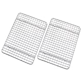Checkered Chef Cooling Rack - Set of 2 Stainless Steel, Oven Safe Grid Wire Racks for Cooking & Baking - 8” x 11 ¾'