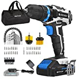 Bielmeier 20V MAX Cordless Drill Set, Drill kit with Lithium-Ion and charger,3/8 inches Keyless Chuck, Electric Drill with 2-variable speed switch LED Drill 2 pcs Brush and 58pcs Drill Bits…