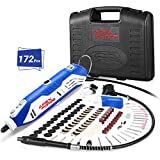 APEXFORGE Variable Speed Rotary Tool Kit with Keyless Chuck & Flex Shaft, 172 Accessories, 6-Speed, 4 Attachments & Carrying Case for Craft Projects/DIY Creations/Cutting/Engraving-M6-Blue