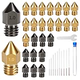 3D Printer Nozzles, 30PCS Hardened Steel and Brass MK8 Extruder Nozzles 0.2mm, 0.3mm, 0.4mm, 0.5mm, 0.6mm, 0.8mm, 1.0mm with Cleaning Tool Kit for CR-10/ Ender 3/5 , Ender 3/ V2 Ender3 pro