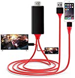 MagicEB [Apple MFi Certified] Lightning to HDMI Adapter Cable, Compatible with iPhone to HDMI Adapter, 1080P Digital AV Converter, Compatible with iPhone iPad iPod to TV Cord 6.6FT, Red