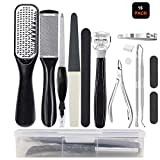 Professional Pedicure Tools Set, 15 in 1 Stainless Steel Foot Care Kit Foot Rasp Dead Skin Remover Pedicure Kit for Men Women Salon or Home Best Gift