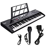 61 Keys Keyboard Piano, Camide Electronic Digital Piano with Built-In Speaker Microphone, Sheet Stand and Power Supply, Portable Keyboard Gift Teaching for Beginners