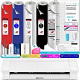 Silhouette Cameo 4 Plus Bundle with 4-12ft Rolls of ORACAL 651 Vinyl, 30 Ft of ORATAPE, CrafterCuts Vinyl Tool Kit, Bonus Designs, and Access to Ebooks, Classes, and Tutorials