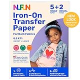 NuFun Activities Heat Transfer Paper for T Shirts, Dark Fabrics, Inkjet Printable Iron On Transfer for T-Shirts, 8.5 x 11 inch, Make Your own Custom T-Shirt, 5 Sheets