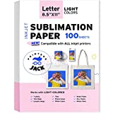 Sublimation Paper Heat Transfer Paper 100 Sheets 8.5' x 11' 125 gsm for Any Epson Sawgrass Ricoh Inkjet Printer with Sublimation Ink for DIY T shirt Mugs