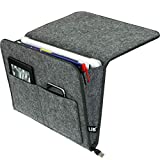 Lib Bedside Caddy, Original Design | Large Size 9.5' x 13.5' | Laptop Holder | 100% Handmade | College Room, Kids Bunk Bed, Hospital Bed | Night Hanging Storage Organizer (Dark Gray)