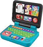Fisher-Price Laugh & Learn Baby to Toddler Toy Let's Connect Laptop Pretend Computer with Smart Stages for Ages 6+ Months