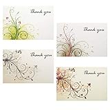 Elegant Thank You Cards - 36 Floral Theme Notes with Envelopes and Stickers, Premium Quality Paper, Will Not Smudge - 4x6 Inches Size - Perfect for Any Occassion