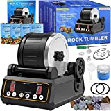 KomeStone K1 Large 2.5LB Professional Rock Tumbler Kit, Advanced 3-Speed Motor & 9-Day Timer & LCD Screen, 100% Rubber Barrel, Comes for a Family STEM Little Project