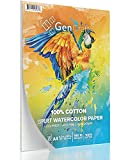 GenCrafts 100% Cotton Watercolor Paper Pad - A4 8.3x11.7' - 20 Sheets (140lb/300gsm) - Cold Press Acid Free Art Sketchbook Pad for Painting & Drawing, Wet, Mixed Media