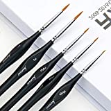 Kolinsky Sable Brushes, Fuumuui 5pcs Fine Tip Sable Detail Paint Brushes with Ergonomic Triangular Handle Perfect for Watercolor Acrylic Gouache Ink Painting, Models, Warhammer 40k