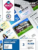 MACO Laser/Ink Jet White Index Cards, 3 x 5 Inches, 3 Per Sheet, 150 Per Box (ML-8576) (MACML8576)