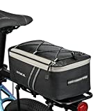 JXFUKAL Rear Bike Rack Bag with Rain Cover, 7L/9L/10L/12L Waterproof Bicycle Ebike Saddle Bag Cycling Pannier Trunk Carrier with Reflector & Adjustable Cord for Commuter Travel Outdoor