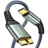 [New Upgrade] 10Gbps Micro B to USB C Hard Drive Cable 1.6FT/0.5m, [Nylon Braided] AINOPE USB C to Micro B Cord, USB C to External Hard Drive Cable for MacBook Air M2 Pro, WD Toshiba Westgate Seagate