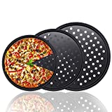 HomeMall 3 Pcs Pizza Crisper Trays, Pizza Pan with Holes for Oven, Non-Stick Perforated Pizza Baking Set for Home Restaurant Hotel Use, 9.6 Inch /11 Inch/12.6 Inch
