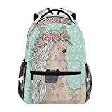 Flower Horse Backpack for Girls Backpacks for Elementary School Bags Cute Bookbag for Kids 3rd 4th 5th Grade