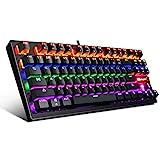 Mechanical Gaming Keyboard 87 Keys Small Compact Multicolour Backlit -Anivia MK1 Wired USB Gaming Keyboard with Blue Switches, Metal Construction, Water Resistant for Windows MAC Laptop Game
