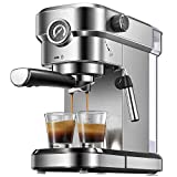 Yabano Espresso Machine, 15 Bar Fast Heating Espresso Coffee machine with Milk Frother Wand for Cappuccino, 37oz Large Water Tank, 1350W, Automatic Espresso Latte Maker for Home, Compact Design