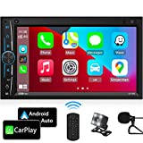 Car Stereo Carplay Android Auto: Double Din Car Radio 7 Inch HD Capacitive Touchscreen – Bluetooth Car Audio Receiver – LCD Display | Mirrorlink | Backup Camera | USB SD A/V Input | AM FM Radio