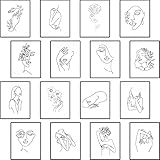 minimalist wall art 16 Pieces 8 x 10 Inch Minimalist Line Art Wall Decor Women Body Black and White Abstract Drawings Aesthetic Posters Line Wall Unframed Art for Girls Women Apartment Room Decor