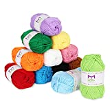 Acrylic Yarn | 1312 Yards | Large 50g Skeins | 12 Multicolor Knitting and Crochet Yarn Bulk – Starter Kit for Colorful Craft - 7 Ebooks with Yarn Patterns - by Mira HandCrafts